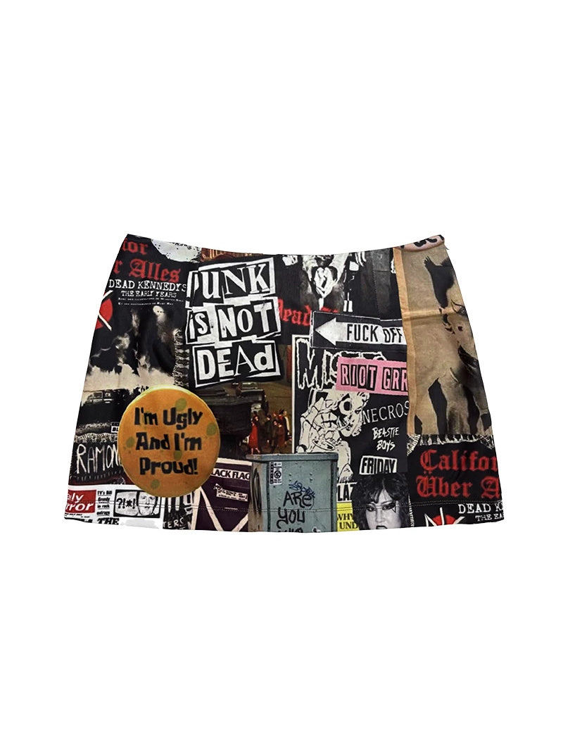 NEXT PASSPORT surreal floral-print mini skort, COLLAGE flat lay