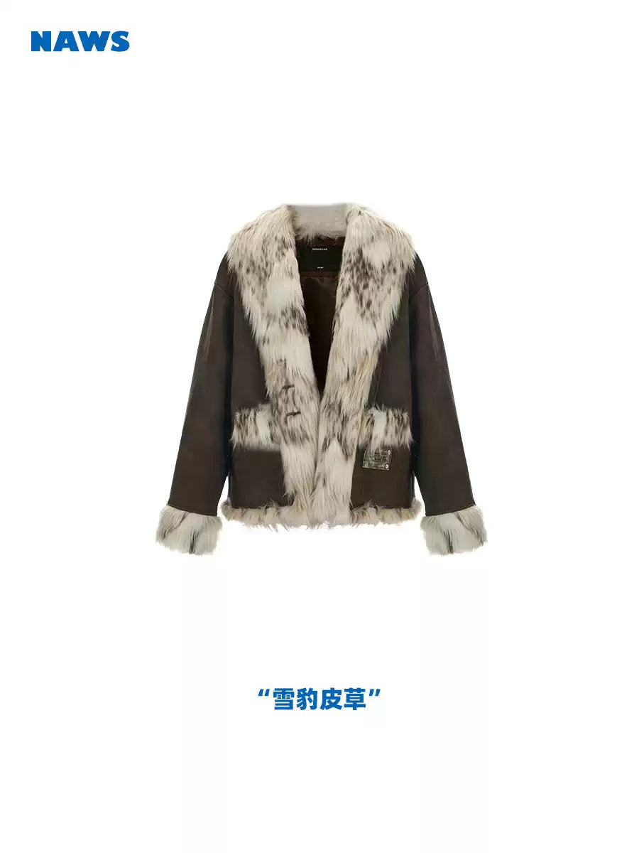 NAWS SNOW LEOPARD faux-fur biker jacket — view 5
