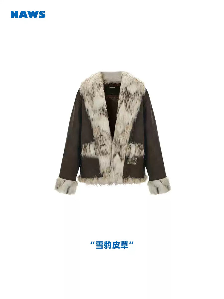 NAWS SNOW LEOPARD faux-fur biker jacket — view 5