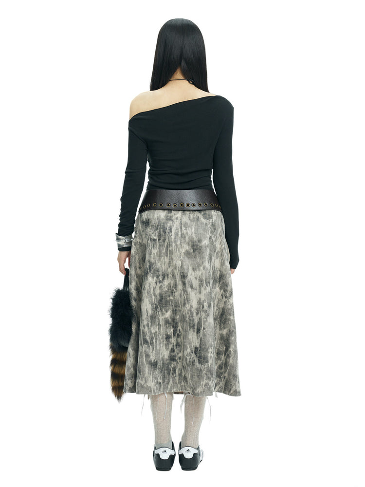 NEXT PASSPORT black lace-trim off-shoulder long-sleeve top — rear view on white.