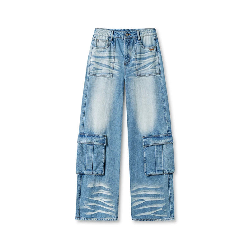 NAWS GRAVEL washed denim cargo jeans — view 6