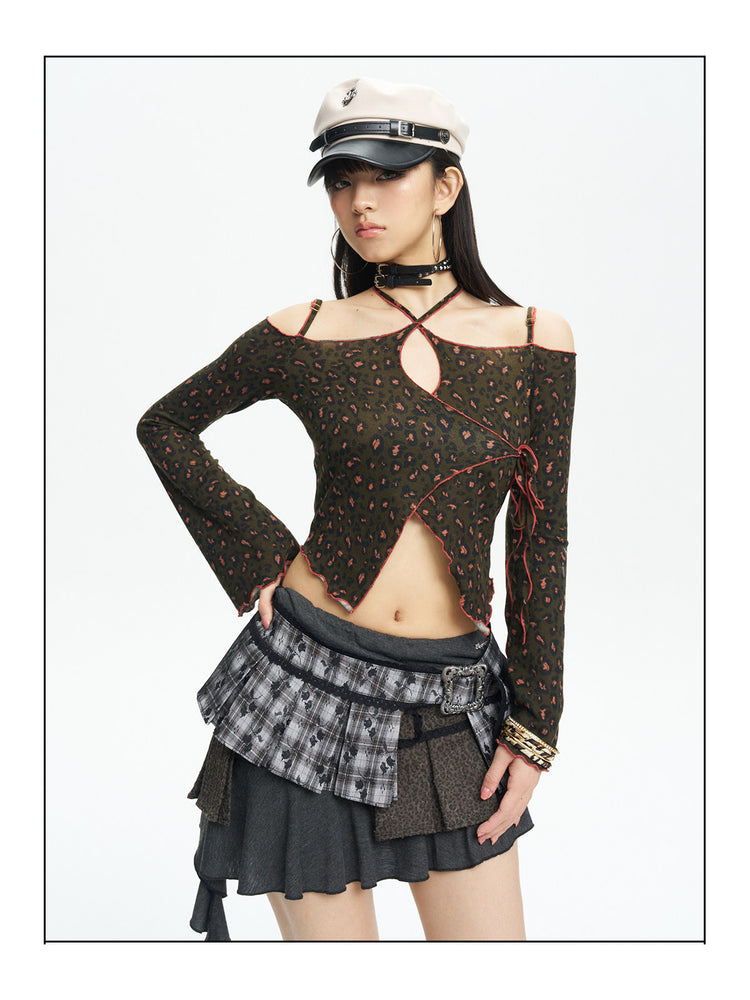Front studio view showing the off-shoulder neckline and lace-up ties