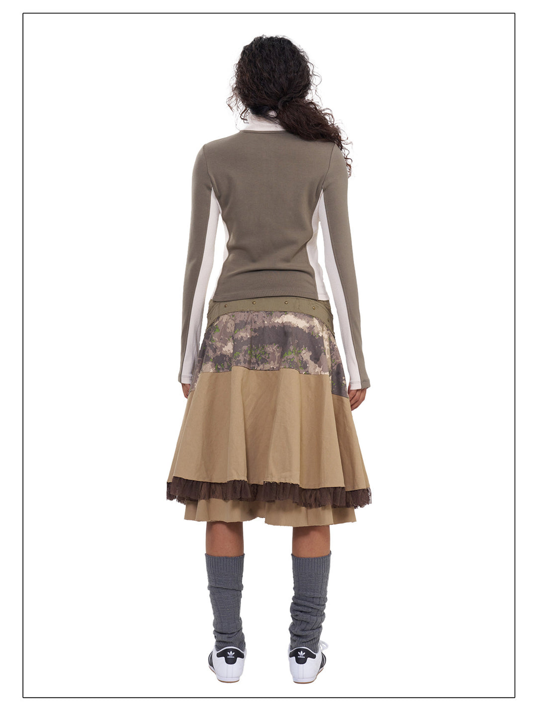NEXT PASSPORT camouflage three-panel flared midi skirt, photo 7