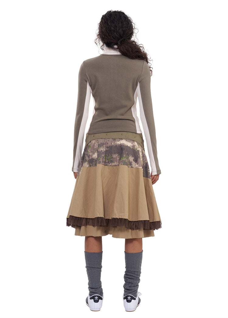 NEXT PASSPORT camouflage three-panel flared midi skirt, photo 7