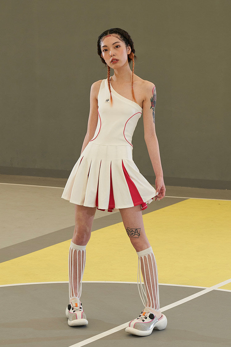 NEXT PASSPORT MULTIPASS cutout knee-high socks — white knee-high socks in a standing full-body front view.