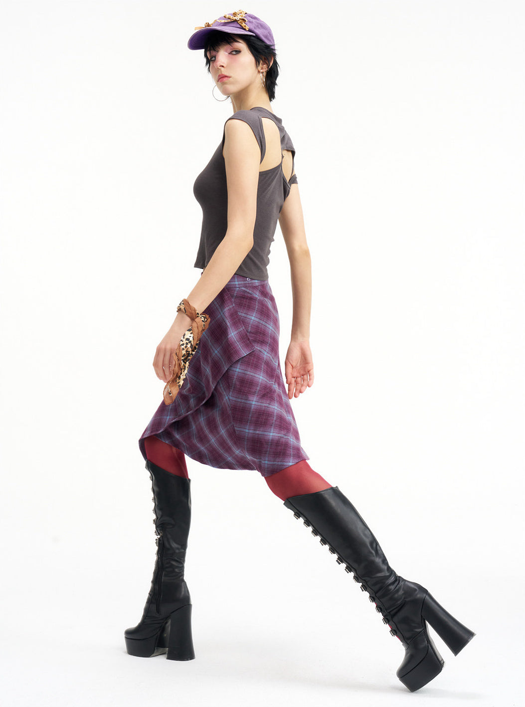 NEXT PASSPORT asymmetric cutout-shoulder sleeveless tee side view