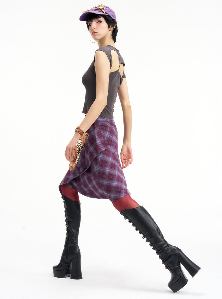 NEXT PASSPORT asymmetric cutout-shoulder sleeveless tee side view