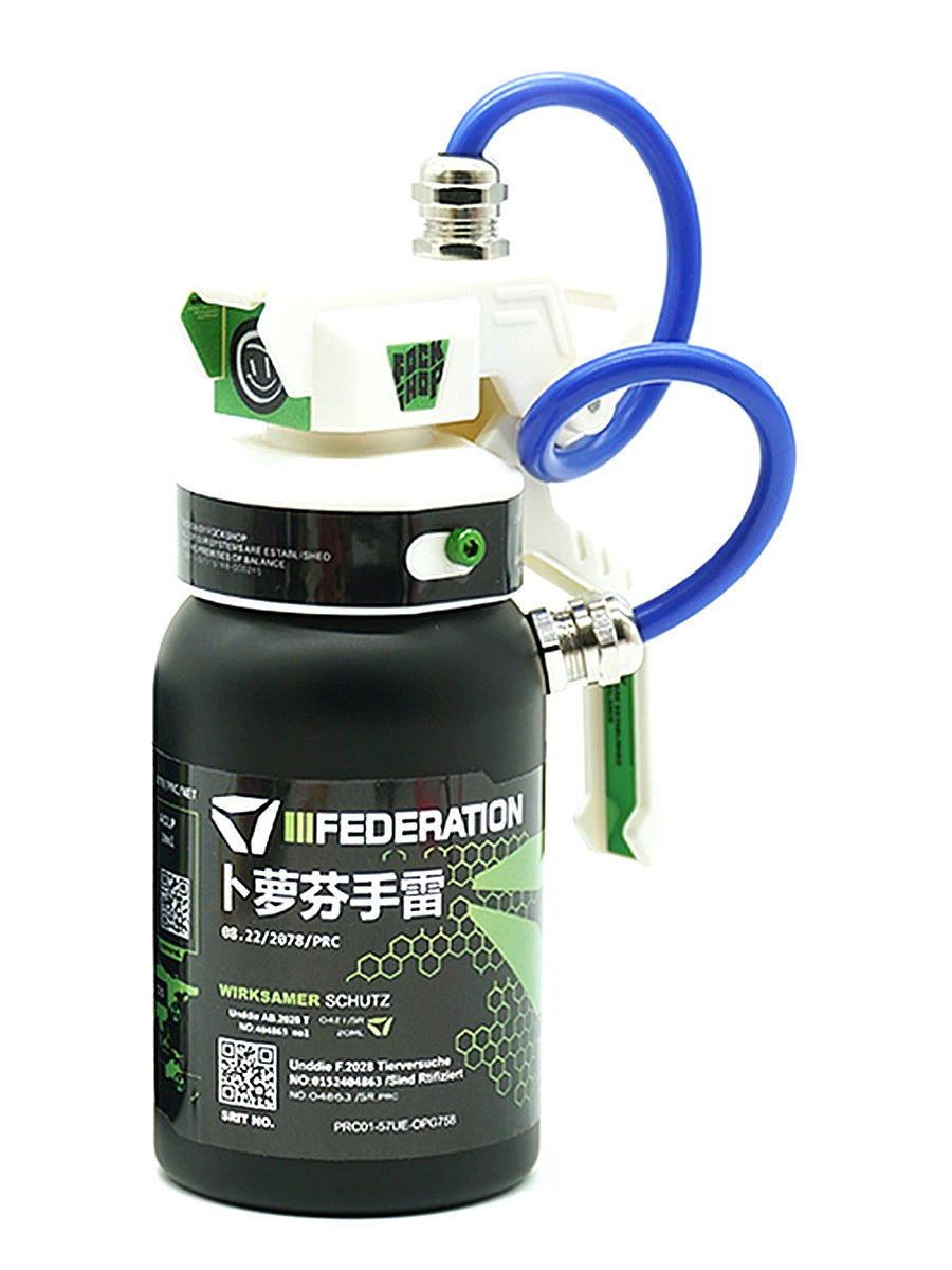 FOCKSHOP IBUPROFEN illuminated canister prop — white-cap kit canister with blue hose on white