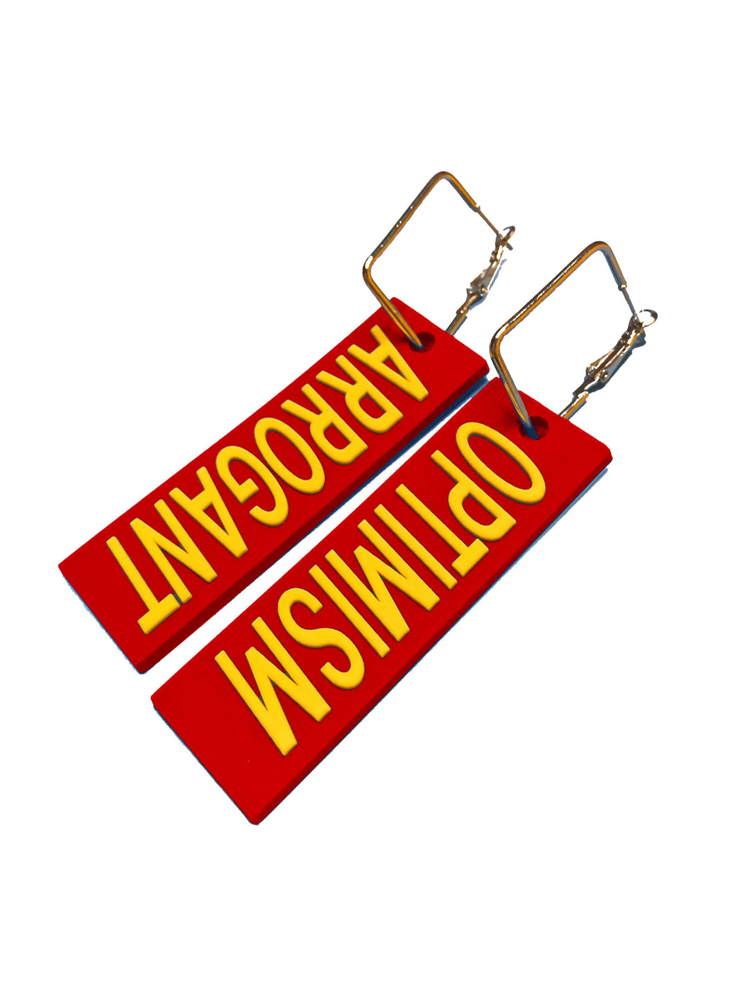 eoh studio btbm earrings red arrogant optimism hardware