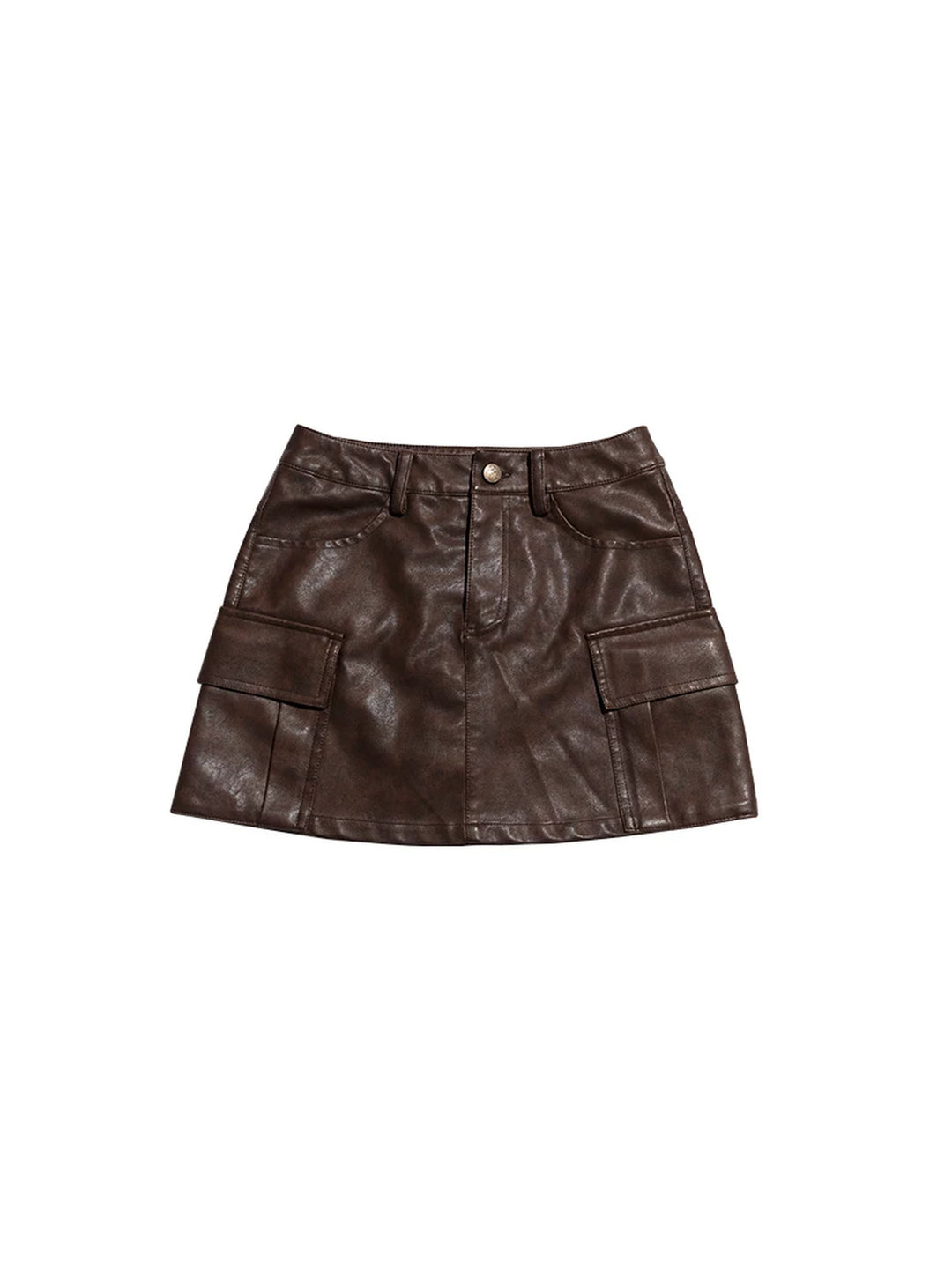NEXT PASSPORT brown cargo-pocket faux-leather mini skirt — product photo 7