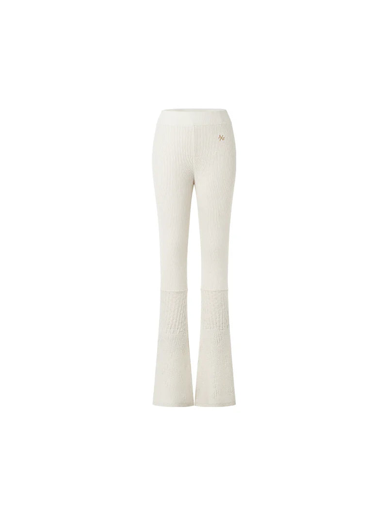 NAWS ARCTIC ribbed wool-blend flare pants — snow-white ribbed wool-blend flare pants, front product view