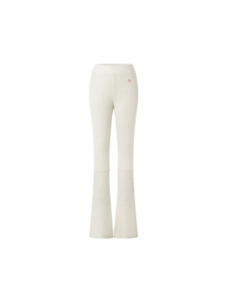 NAWS ARCTIC ribbed wool-blend flare pants — snow-white ribbed wool-blend flare pants, front product view