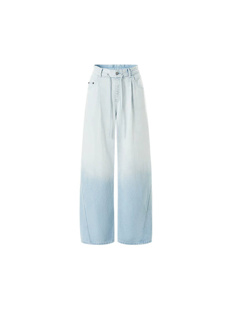 NAWS SUMMER VACATION hemp-blend wide-leg jeans — Cold Mist Blue gradient wide-leg jeans, front product view