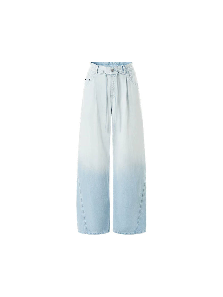 NAWS SUMMER VACATION hemp-blend wide-leg jeans — Cold Mist Blue gradient wide-leg jeans, front product view