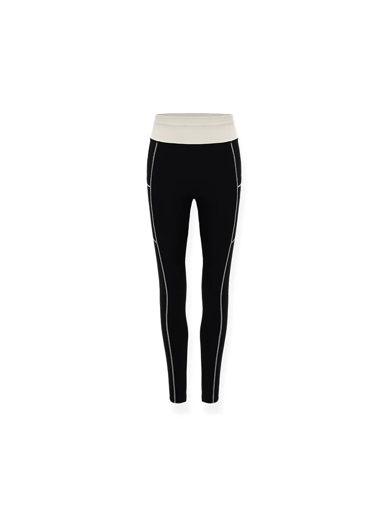 NAWS CLOUD Lycra cycling leggings — graphite-black cycling leggings with pale waistband, front product view
