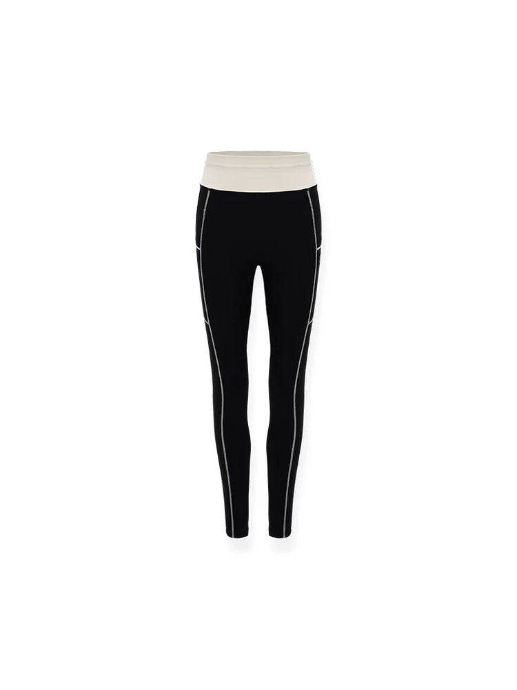 NAWS CLOUD Lycra cycling leggings — graphite-black cycling leggings with pale waistband, front product view