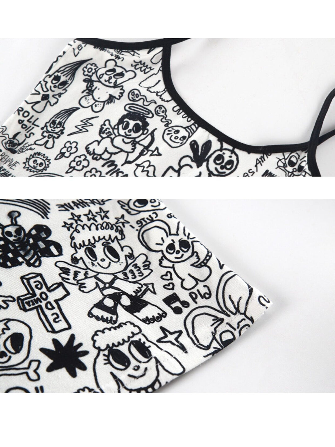NEXT PASSPORT black-white graffiti camisole print detail