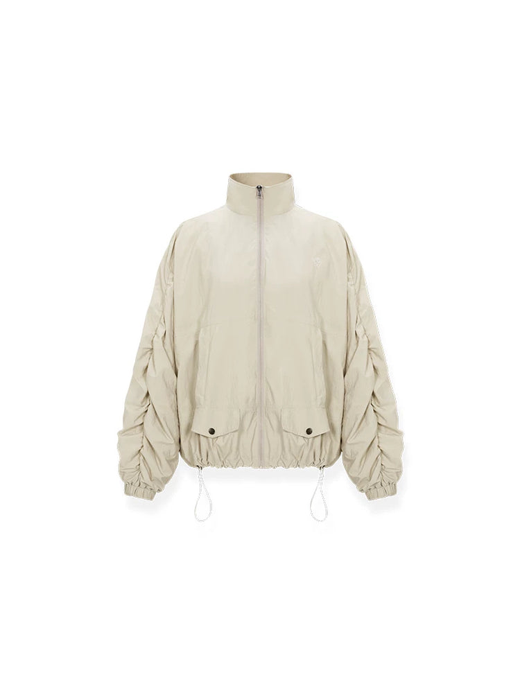 NAWS CLOUD softshell running jacket — almond-gray softshell running jacket, front product view