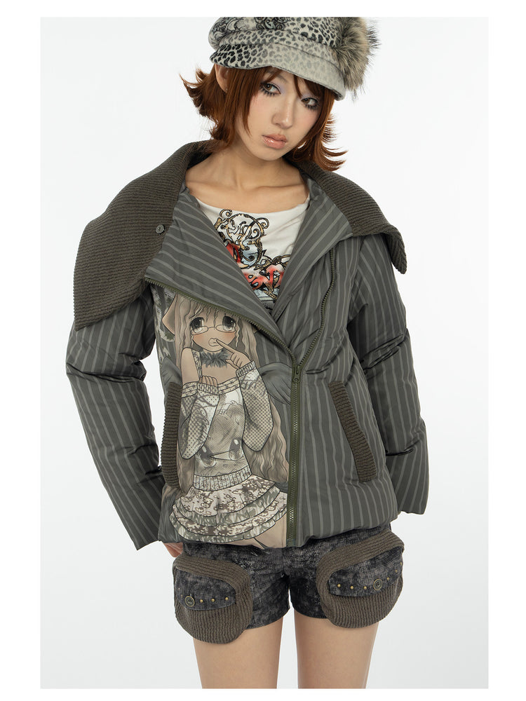 4RE1GN MYSTIC STAR knit-pocket corduroy shorts in gray black — close modeled view showing chunky knit pocket trims