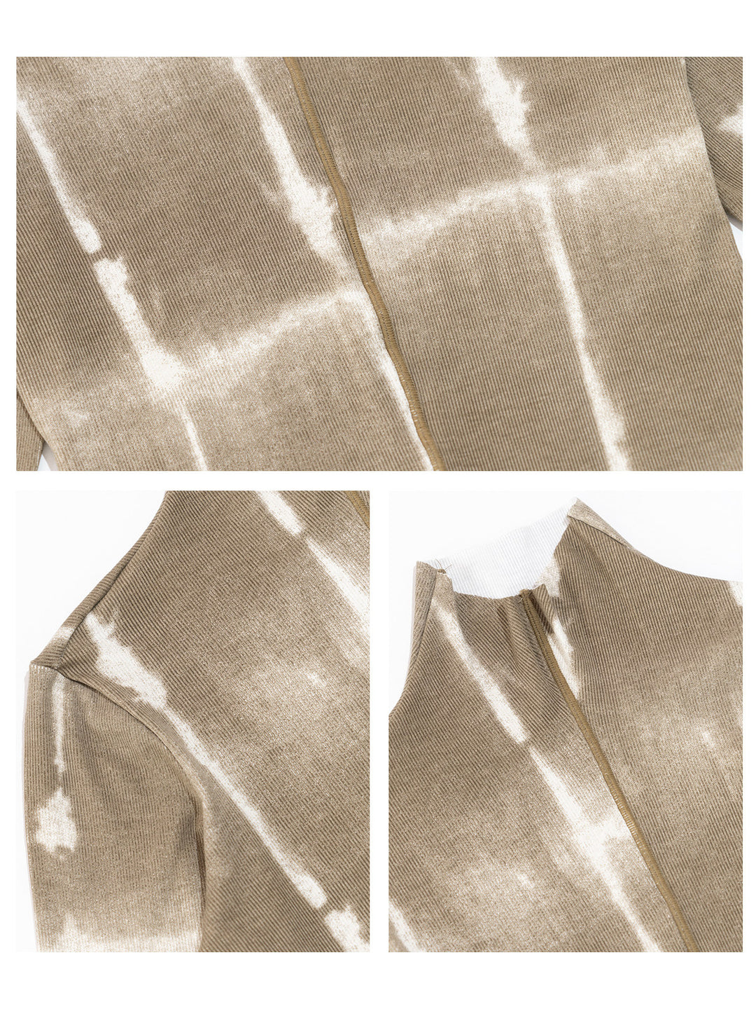NEXT PASSPORT brown fitted mock-neck long-sleeve tee fabric and finish details.