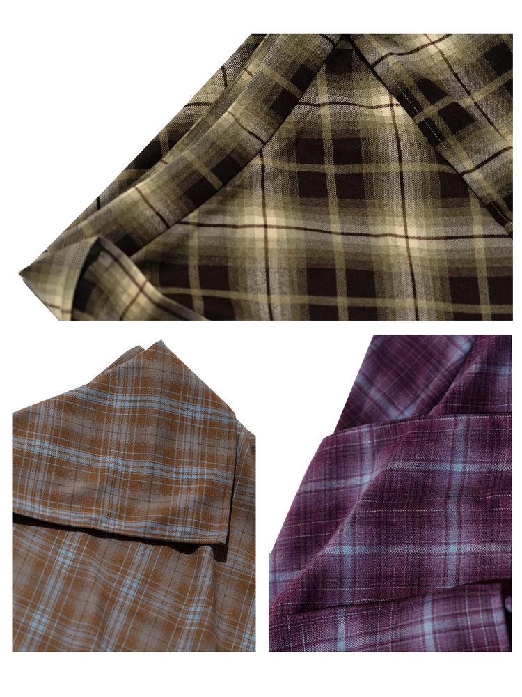NEXT PASSPORT plaid wrap-panel midi skirt fabric details