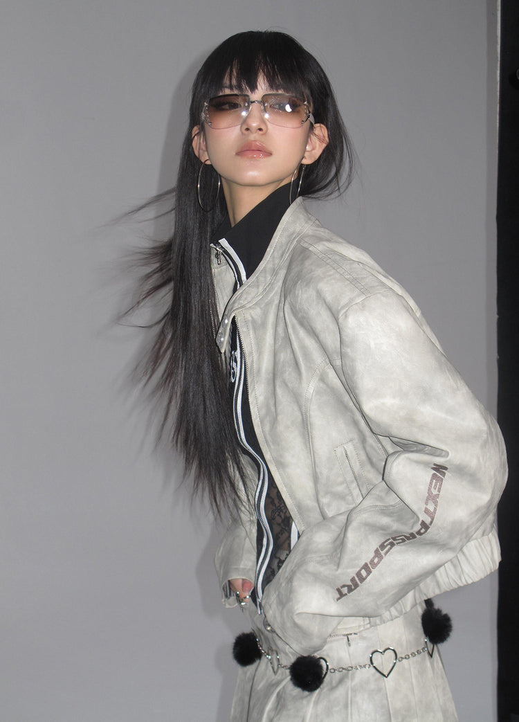 NEXT PASSPORT light-gray tie-dye jacket and pleated mini skirt matching set, photo 14