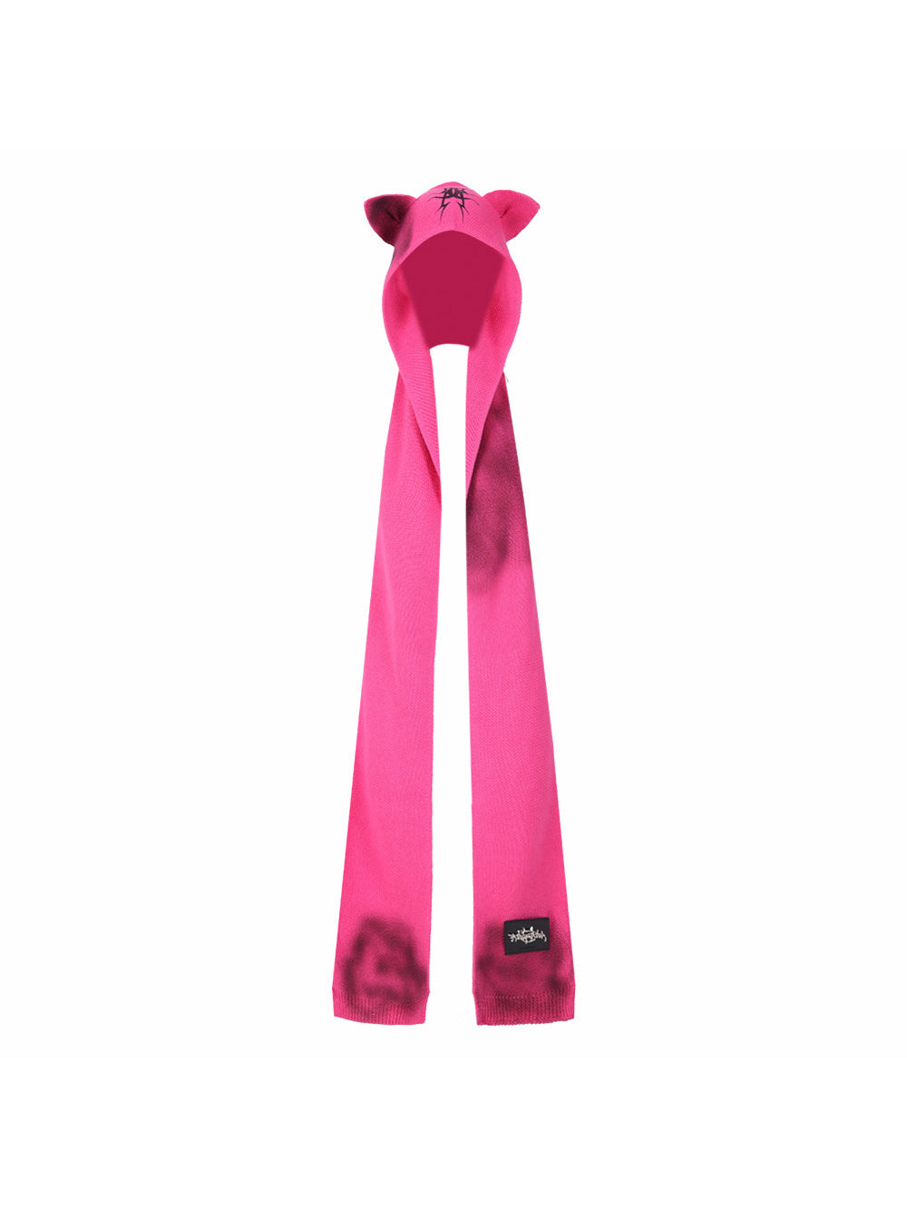 PINKSPINK SPHYNX cat-ear hooded scarf in pink — full-length solo product view