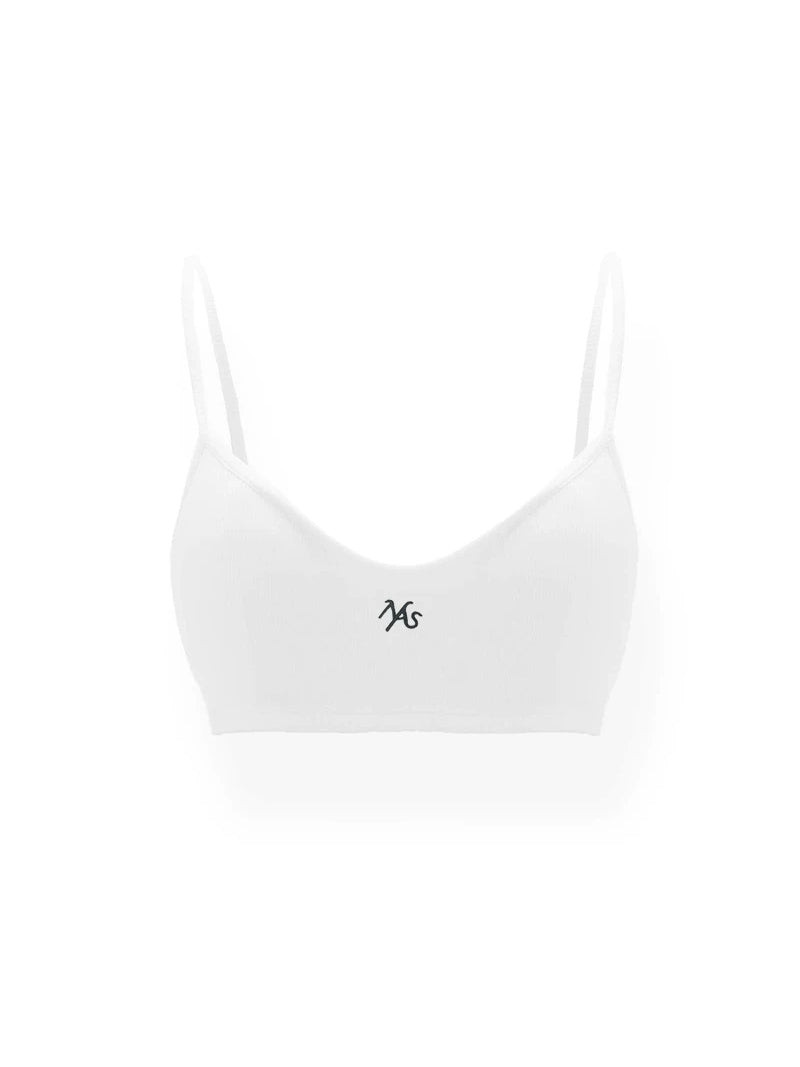 NAWS INTERPRETATION butterfly layering camisole — white N-Series cropped camisole, front product view