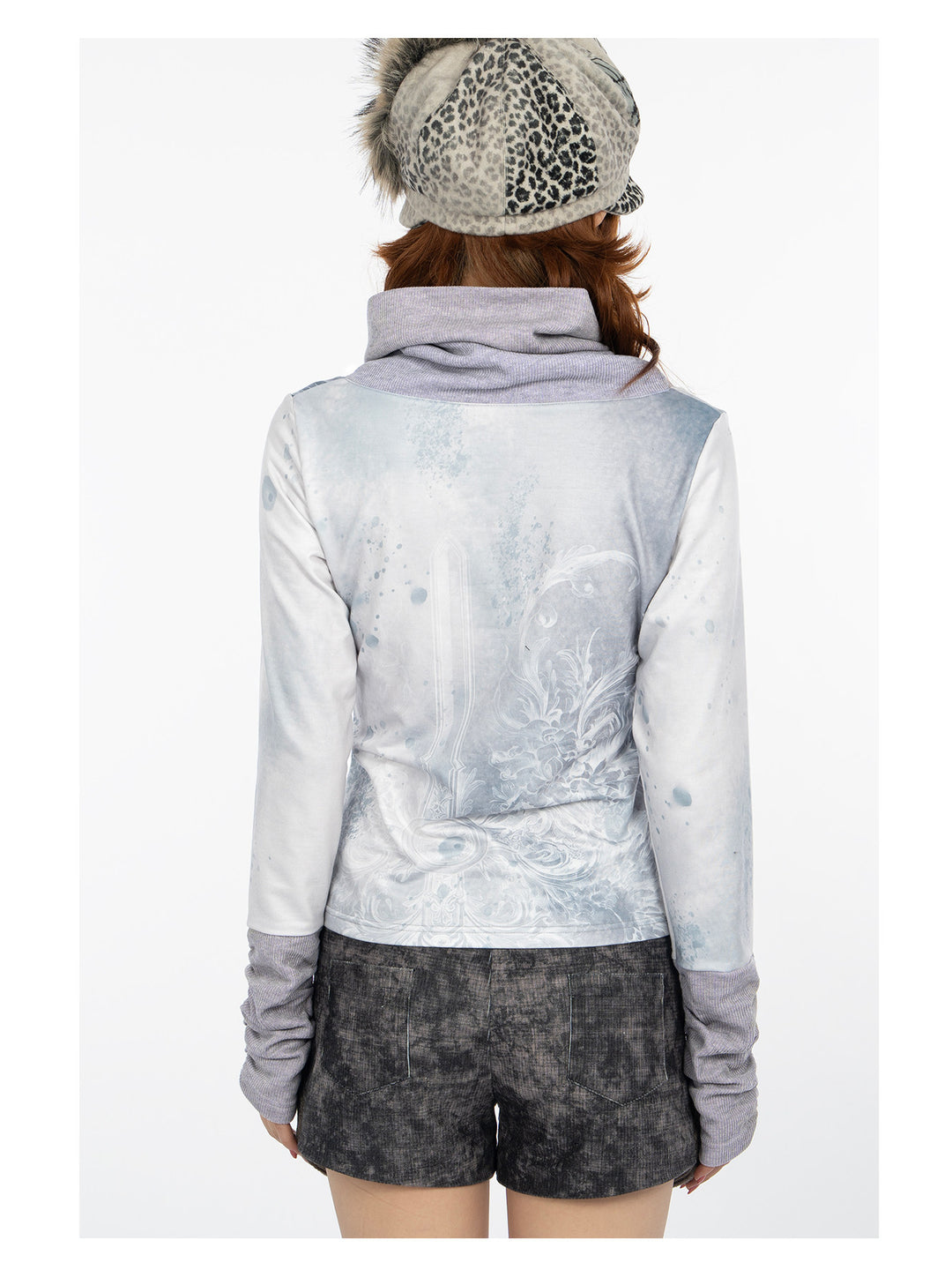 4RE1GN MYSTIC STAR knit-pocket corduroy shorts in gray black — back modeled view showing the smooth printed rear panels