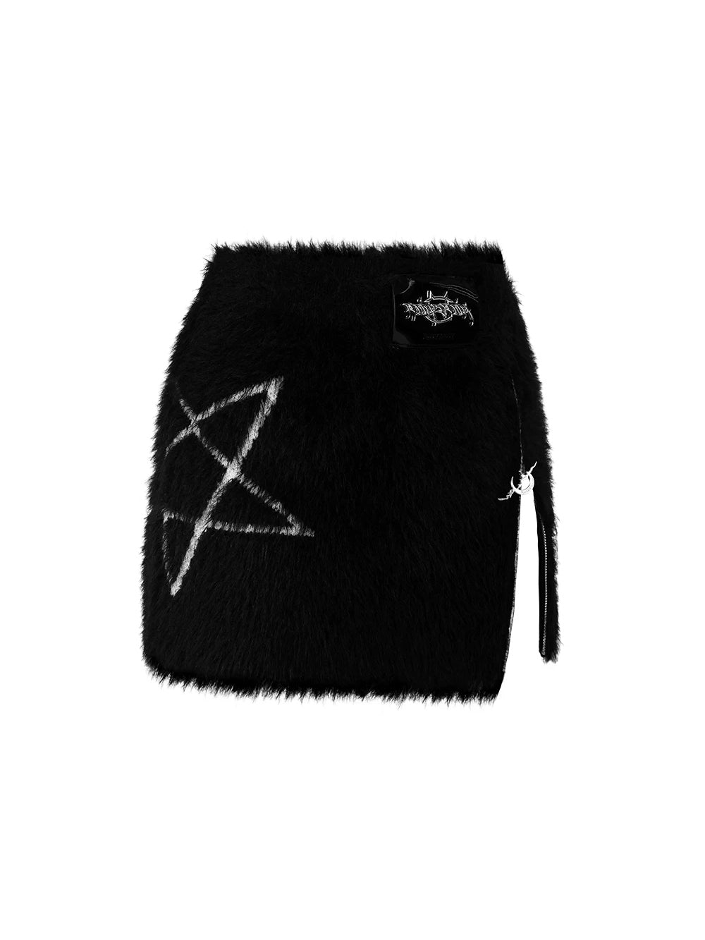 PINKSPINK PENTAGRAM knit crop top / mini skirt — black pentagram knit mini skirt, product-only view; skirt sold separately
