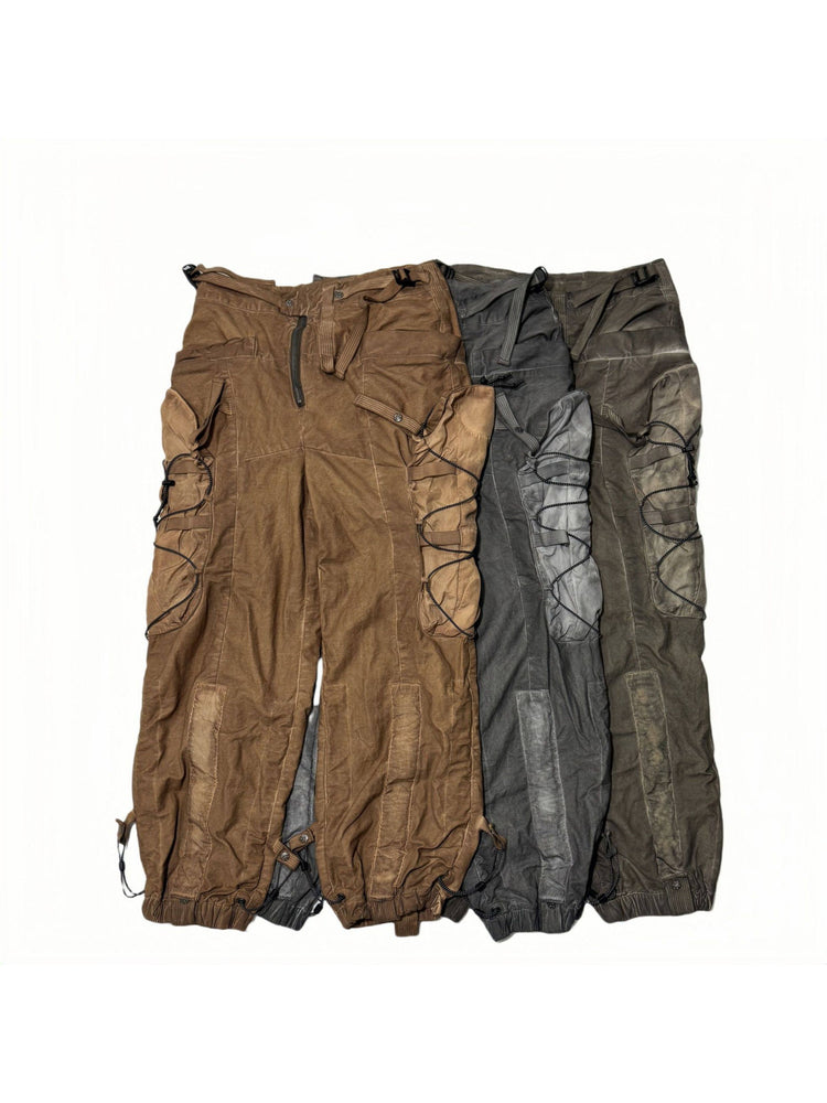 PIONEER cargo pants in Corona Orange, Meteorite Gray and Gravel Brown together