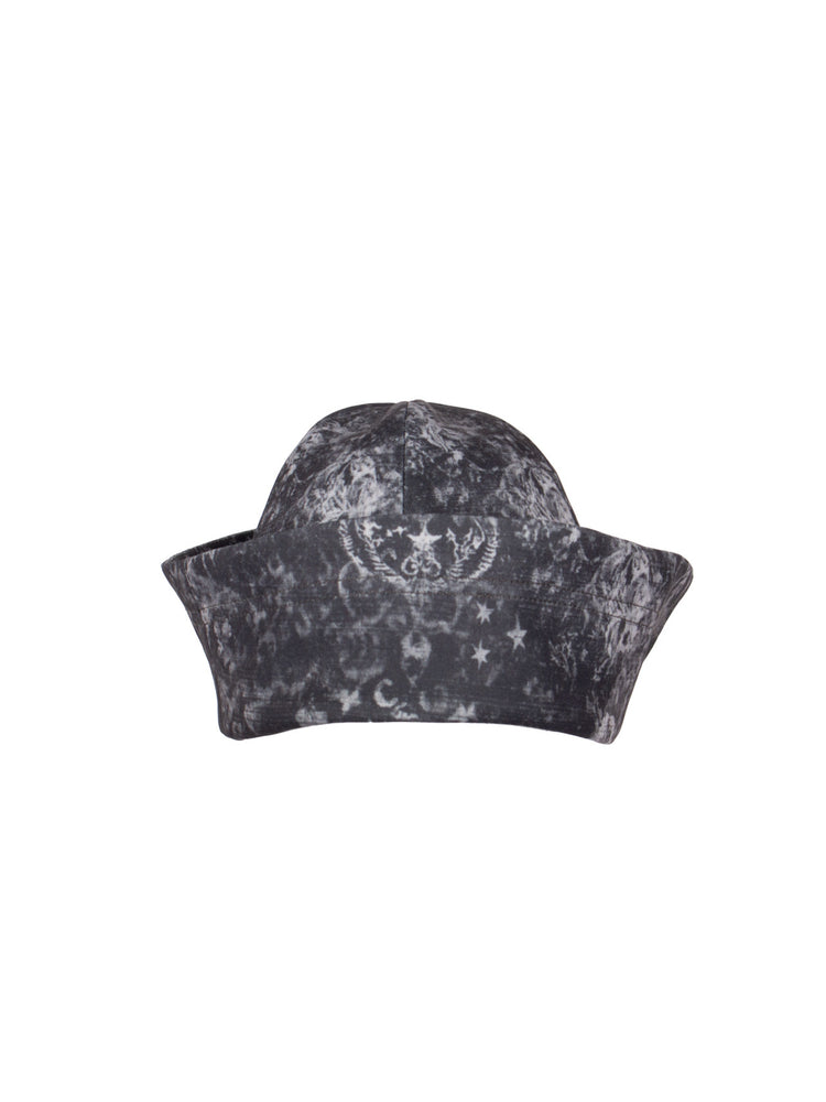 4RE1GN MYSTIC printed brimless hat — black-gray mystic print — front garment-only view