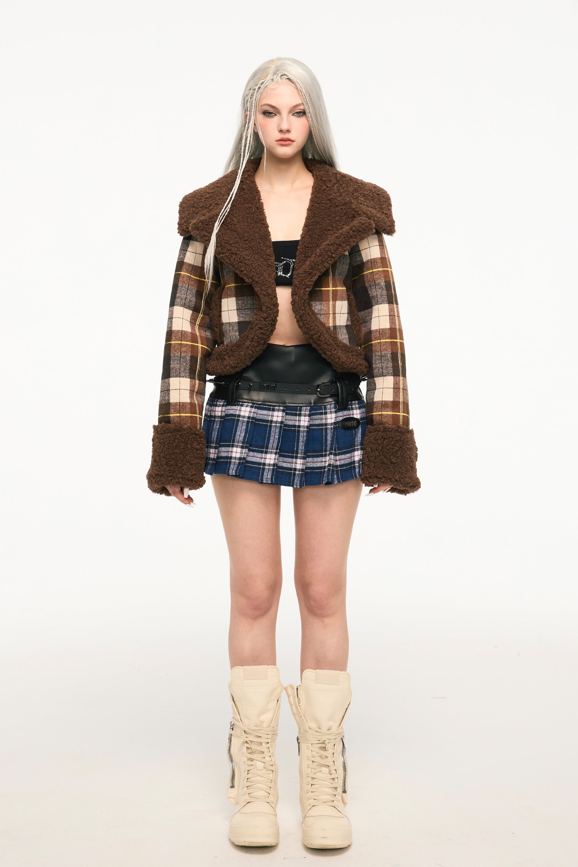 AFTERNOON MONICA plaid fur coat - Dragon Star