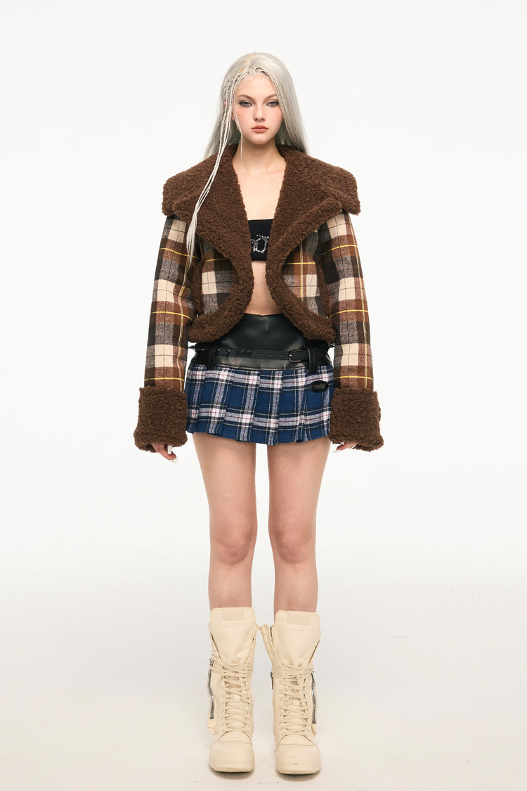 AFTERNOON MONICA plaid fur coat - Dragon Star