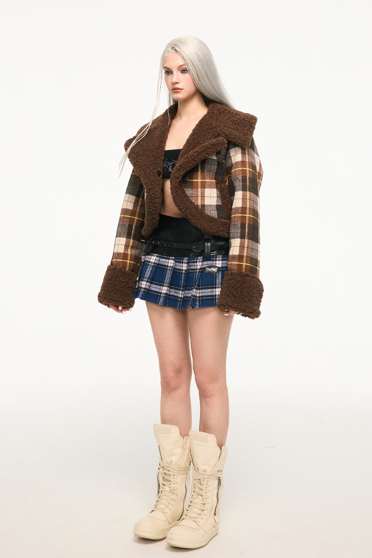 AFTERNOON MONICA plaid fur coat - Dragon Star