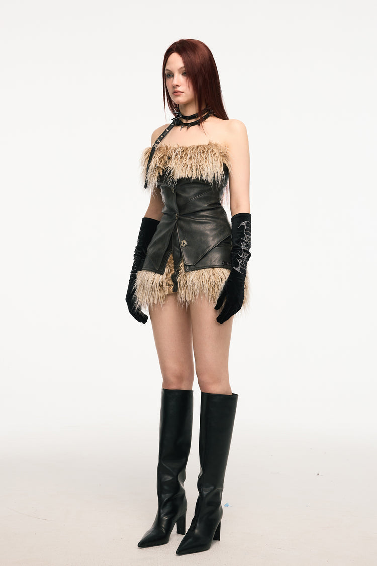 VICE CITY leather fur skirt - Dragon Star