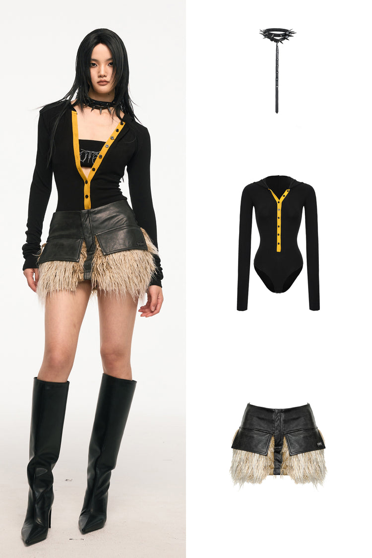 VICE CITY leather fur skirt - Dragon Star