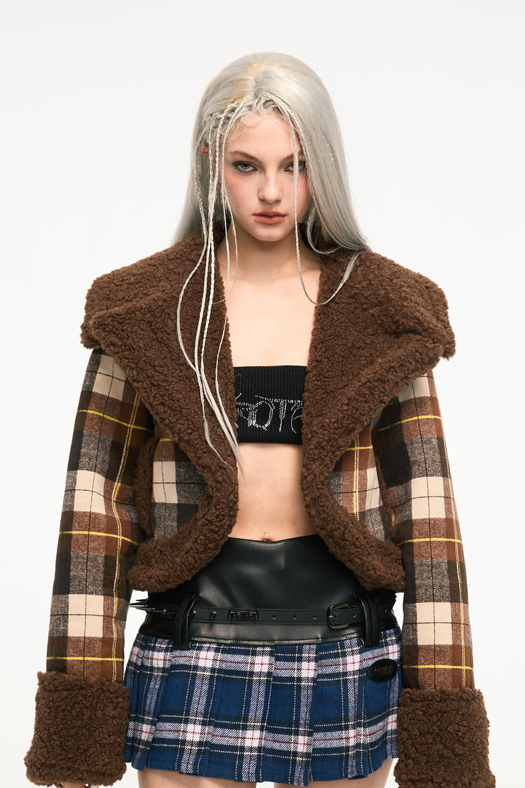 AFTERNOON MONICA plaid fur coat - Dragon Star