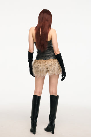 VICE CITY leather fur tube top