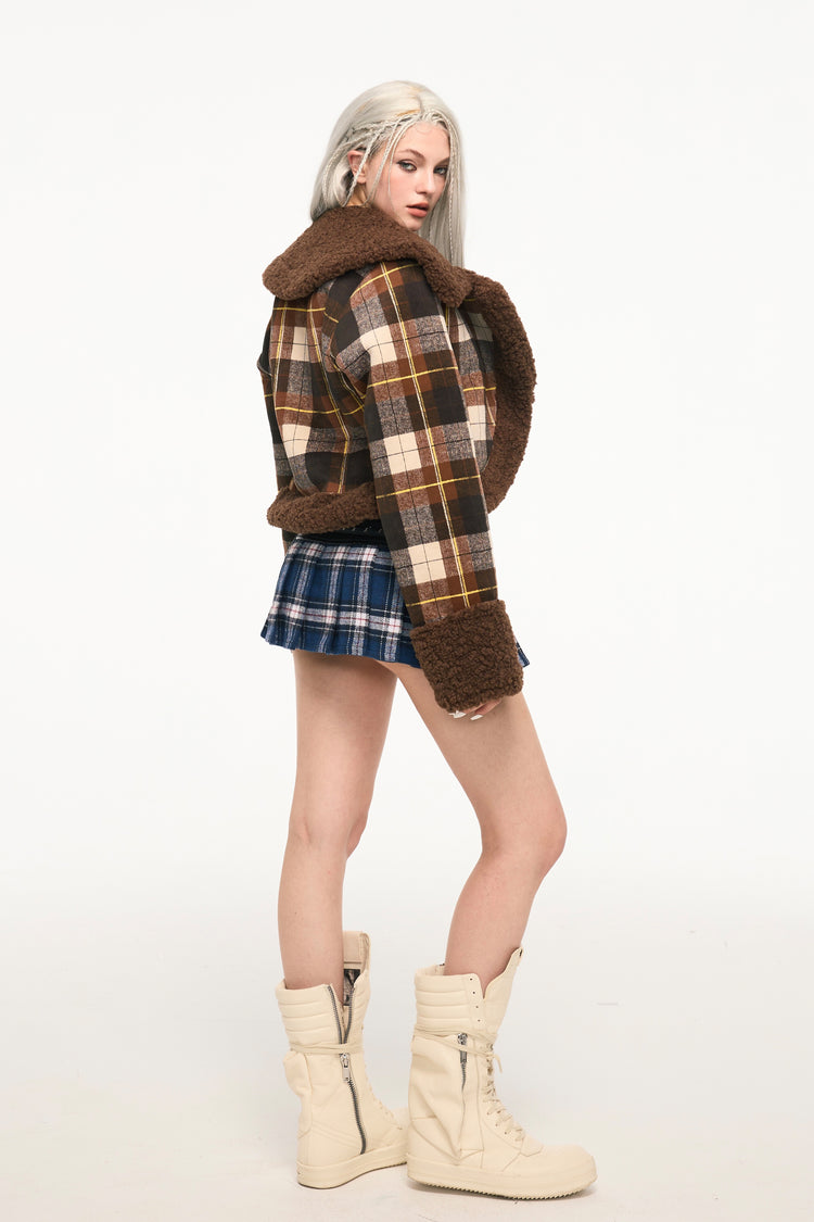 AFTERNOON MONICA plaid fur coat - Dragon Star