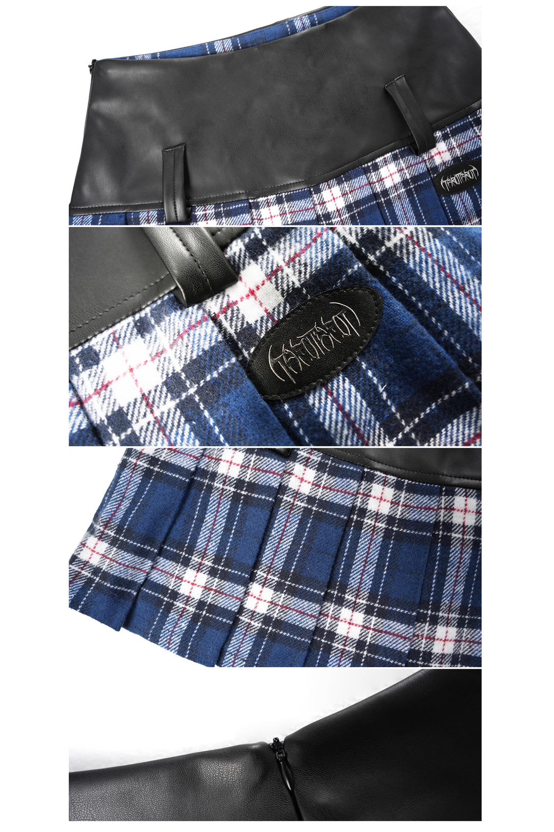 BLUE TRACK retro punk plaid leather skirt - Dragon Star