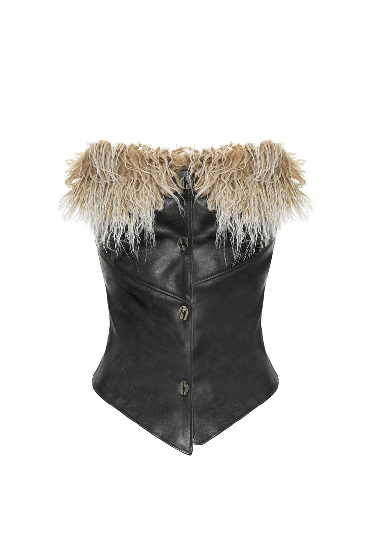 VICE CITY leather fur tube top - Dragon Star