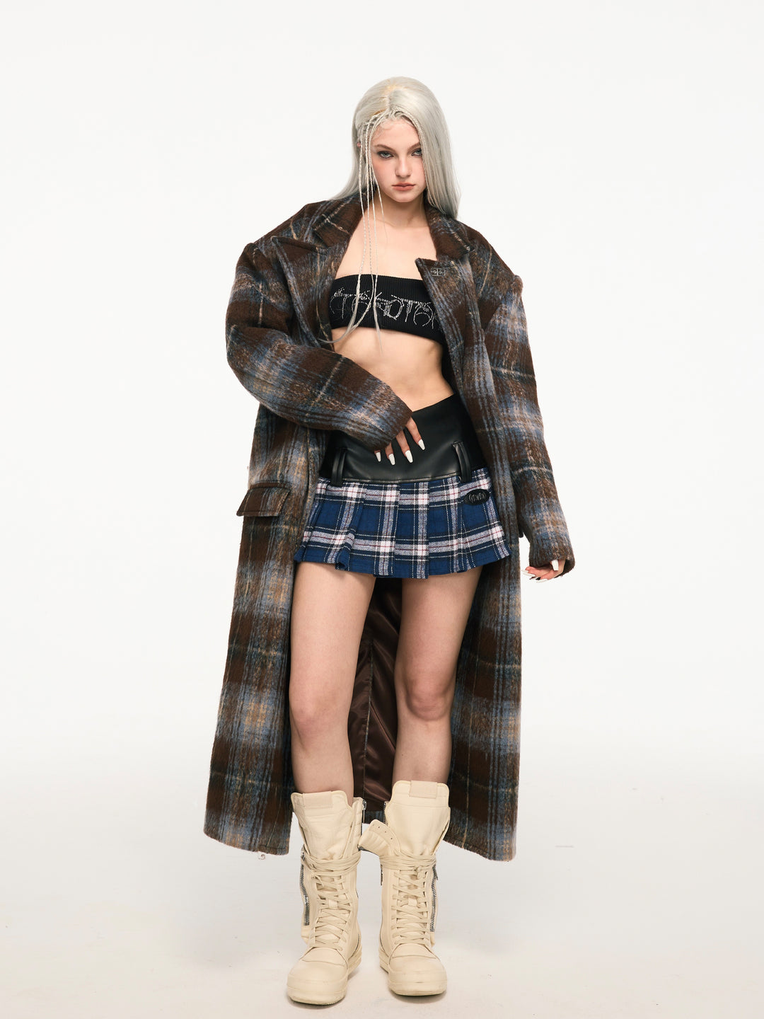 BLUE TRACK retro punk plaid leather skirt - Dragon Star