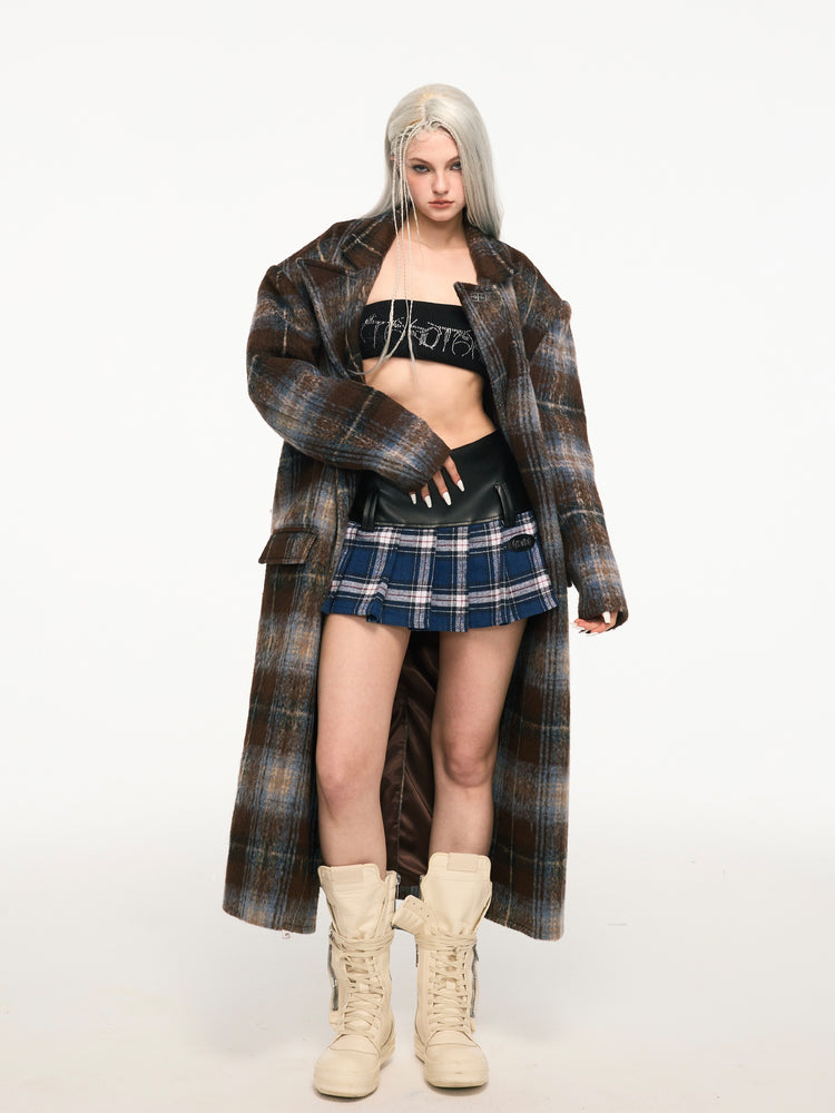 BLUE TRACK retro punk plaid leather skirt - Dragon Star