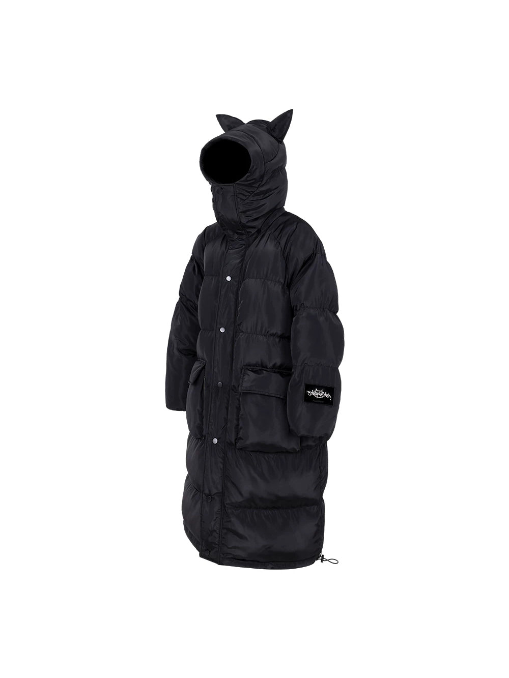 PINKSPINK CAT ALIEN long cat-ear padded coat — front garment-only view showing the long padded silhouette