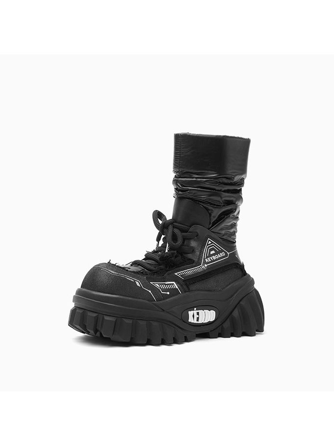 KEDDO KEYBOARD chunky winter boots in BLACK — three-quarter single-boot view.