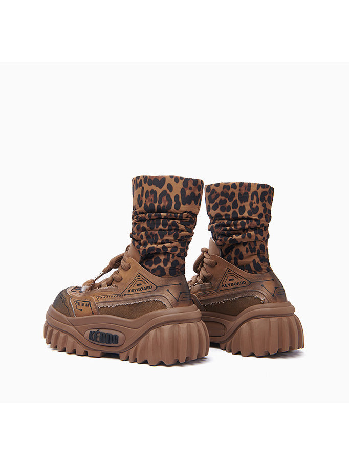KEDDO KEYBOARD chunky winter boots in MILK TEA BROWN — rear three-quarter pair view.