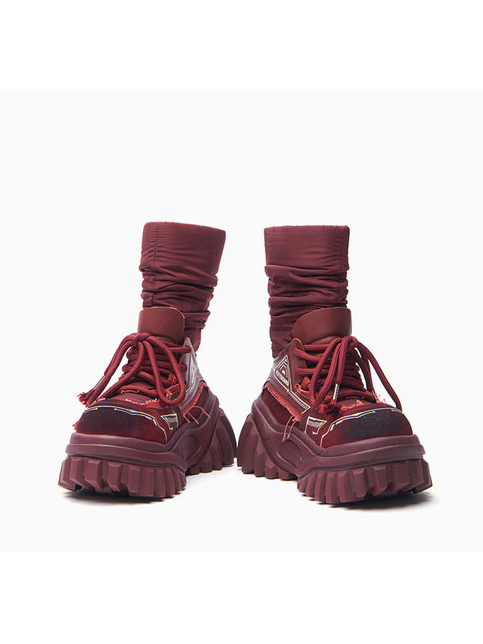 KEDDO KEYBOARD chunky winter boots in RED — front three-quarter pair view.