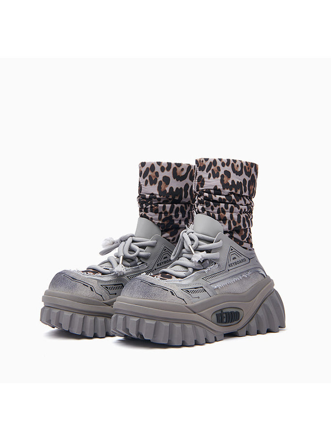 KEDDO KEYBOARD chunky winter boots in GRAY — three-quarter pair view.