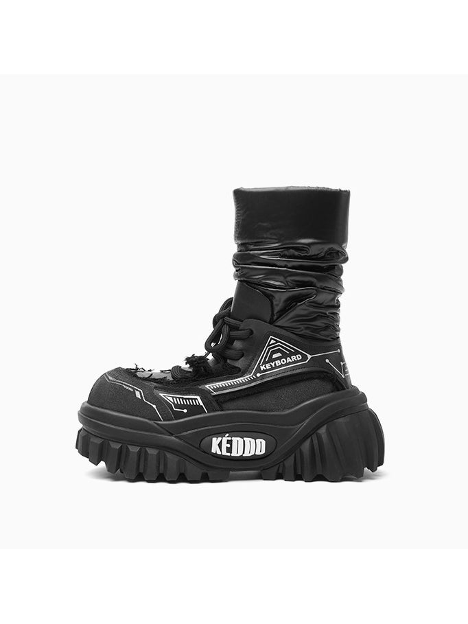 KEDDO KEYBOARD chunky winter boots in BLACK — single-boot side profile.